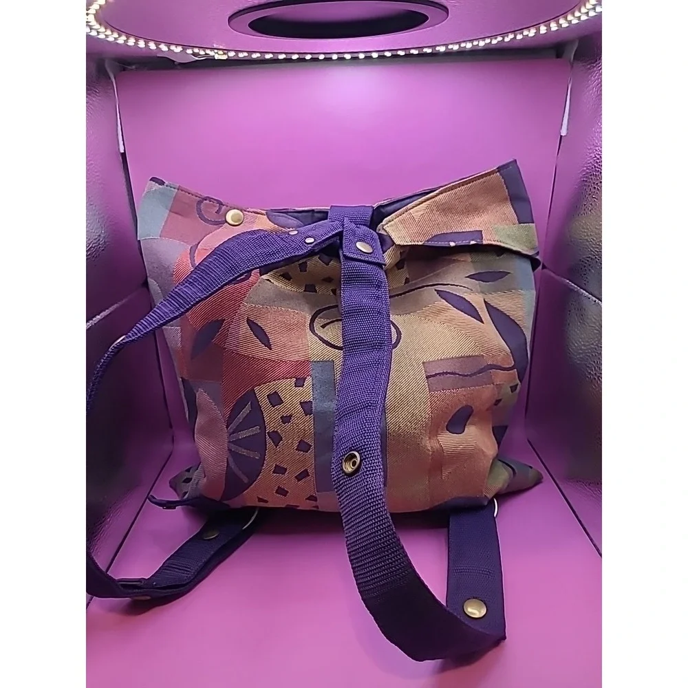Carson Rogers Carogi Colorful Backpack Slingback Tapestry Patch Shoulder Bag - Picture 5 of 9